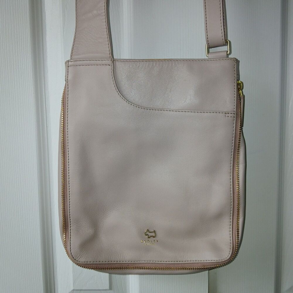 Radley London Pink Leather Pocket  CrossBody Bag Zip Around Purse READ INFO